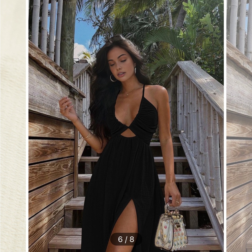 Backless criss cross split midi dress